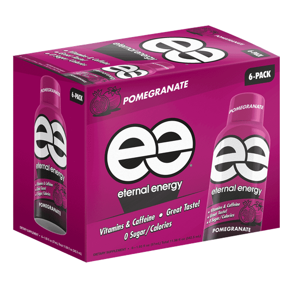 Eternal Energy Premium Energy Shot, Pomegranate, 1.93 fl oz, 6 Count