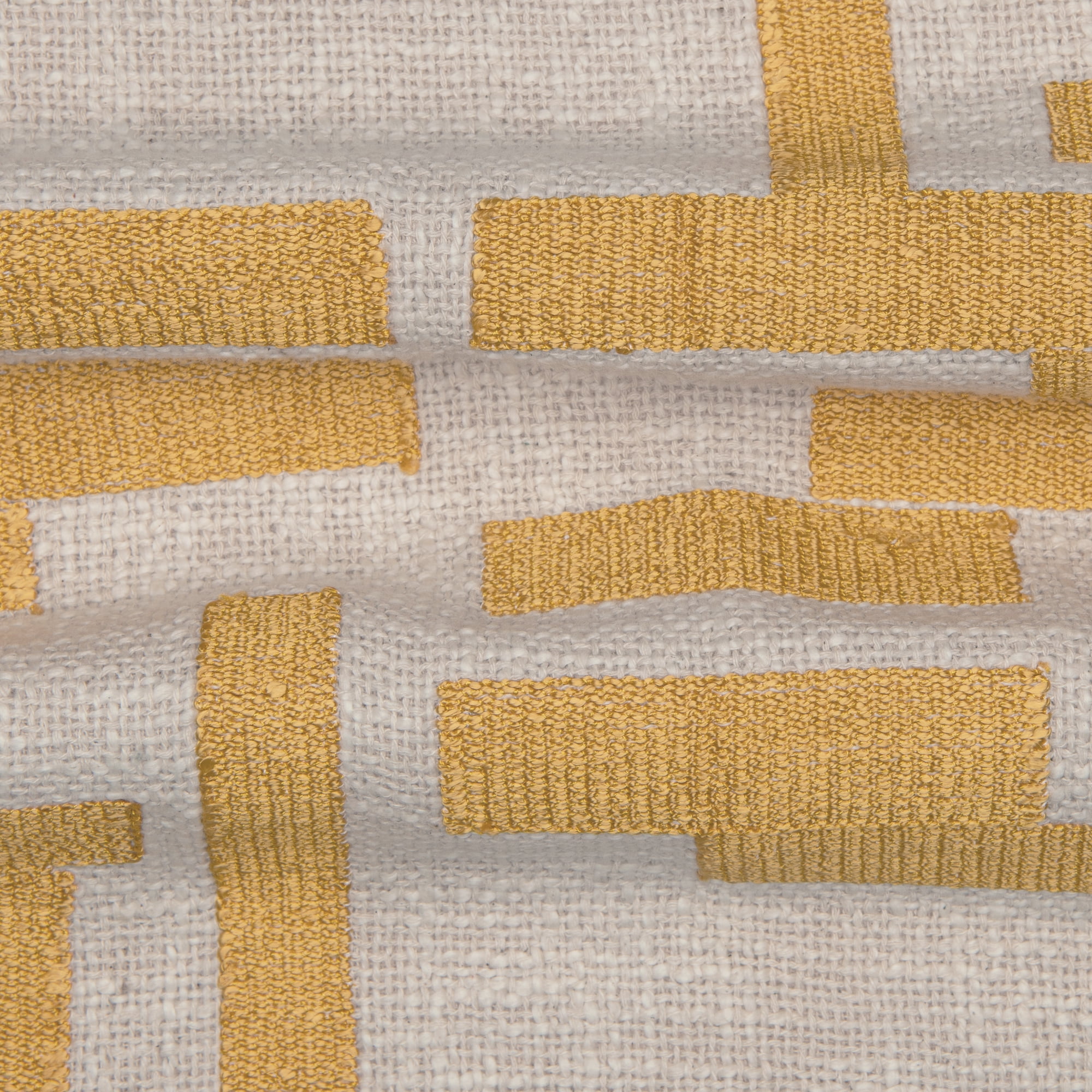 Ox Bay and Stacy Garcia 24" x 24" Yellow/Ivory Geometric Embroidered Cotton Blend Adult Decorative Throw Pillow Cover