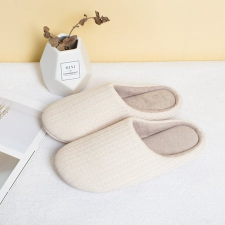 

Women s Indoor Washable Cotton Memory Foam Slippers Indoor Non-Slip Shoes Bedroom Sleeping Shoes Lightweight Non-Slip Rubber Sole (Beige)