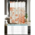 thumbnail image 6 of No Hook Cloth Fabric Shower Curtain with Snap in Liner, Orange Coastal Starfish Waterproof Shower Curtains Set with See Through Top Window, Farmhouse Nautical Coral Conch Bath Curtains Shower 36"x72", 6 of 6