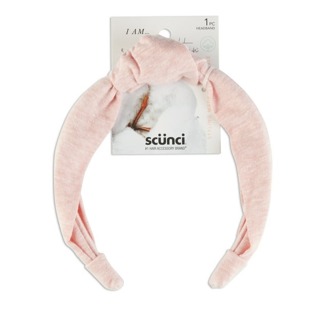Scunci EarthFriendly Soft Cotton Knotted Fabric Headband, Pink