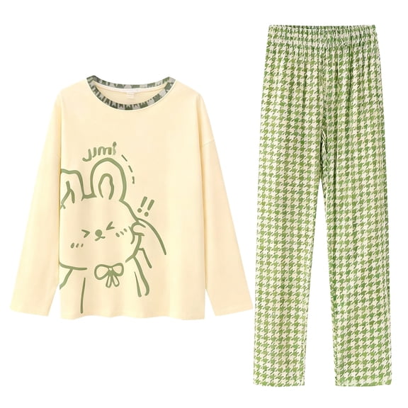 MEICHEN Pajamas for Women Womens Printed Fleece Pyjama Set Soft and Warm Loungewear Nightwear Long Sleeve Top Women's Sleepwear