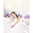 thumbnail image 3 of Purple Tulip Body Pillow Covers, Modern Blossom Pastel White Floral Petal Soft Bed Throw Pillowcases Breathable Cooling Long Lumbar Body Pillow Sham Cover for Bed Sofa 20''x54'', 3 of 7