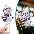 thumbnail image 2 of 1Pcs Cute Snowman Christmas Ornaments, Acrylic Hanging Decor with Striped Knit Hat & Scarf for Xmas Tree(Purple), 2 of 4