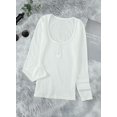 thumbnail image 3 of Womens Casual V Neck Button Down Blouses Long Sleeve Solid Color Slim Fit Knit Tunic Tops, 3 of 6