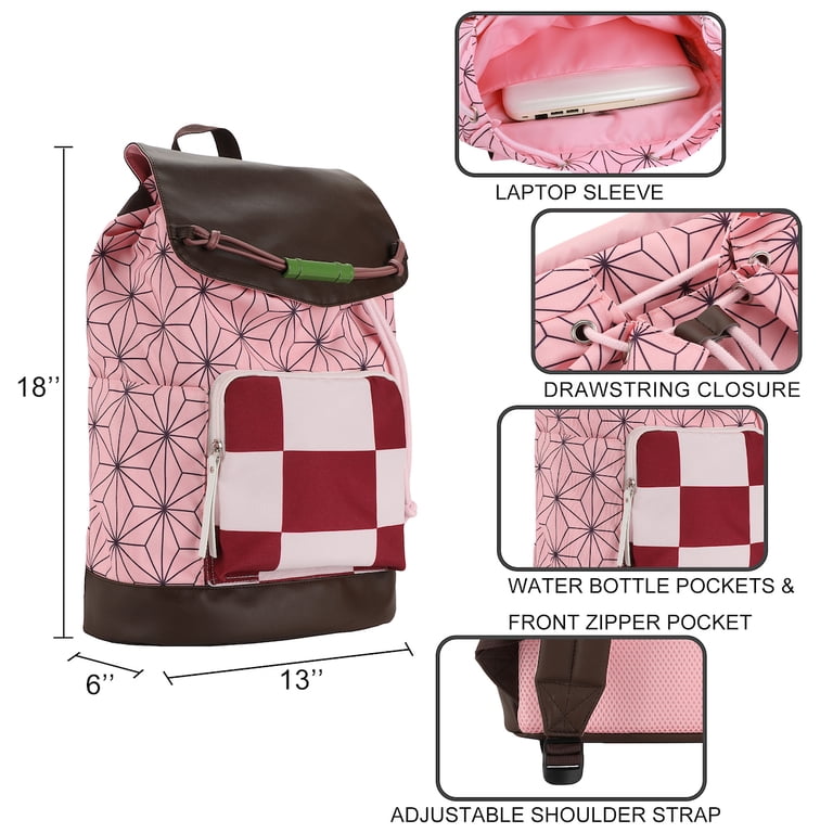Free Shipping! Demon Slayer Nezuko Pink Slouch Backpack  display picture 1