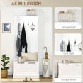 thumbnail image 3 of 4-In-1 Hall Tree with Coat Rack, Top Shelf, Shoe Storage and Bench Seat, Entryway Bench with 4 Hooks, 3 of 7