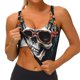 thumbnail image 3 of Balery Flower Horn Skull A Sujetadores deportivos con espalda cruzada para mujer, acolchados, sin costuras, de alto impacto, ideales para yoga, gimnasio, entrenamiento y fitness.-X-Large, 3 of 8