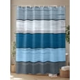 thumbnail image 4 of Coastal Style Shower Curtain, Vintage Blue Grey Stripe Wood Texture Waterproof Shower Curtain Set with 12 Hooks Lightweight Washable Fabric Shower Curtains for Bathroom 72x72 Inches, 4 of 6