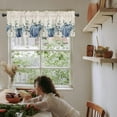 thumbnail image 6 of Blue White Pumpkins Fall Valances for Windows Farmhouse Decor, Thanksgiving Eucalyptus Leaves Kitchen Curtains Window Shades, Botanical Rod Pocket Valance Curtains for Living Room/Bedroom 54"x18", 6 of 6