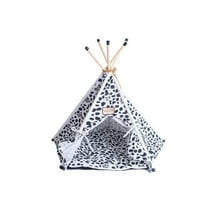 Cat Teepee Bed - Tent Style Cat House - 35" White Paw Print - Waterproof Base - Cozy & Stable