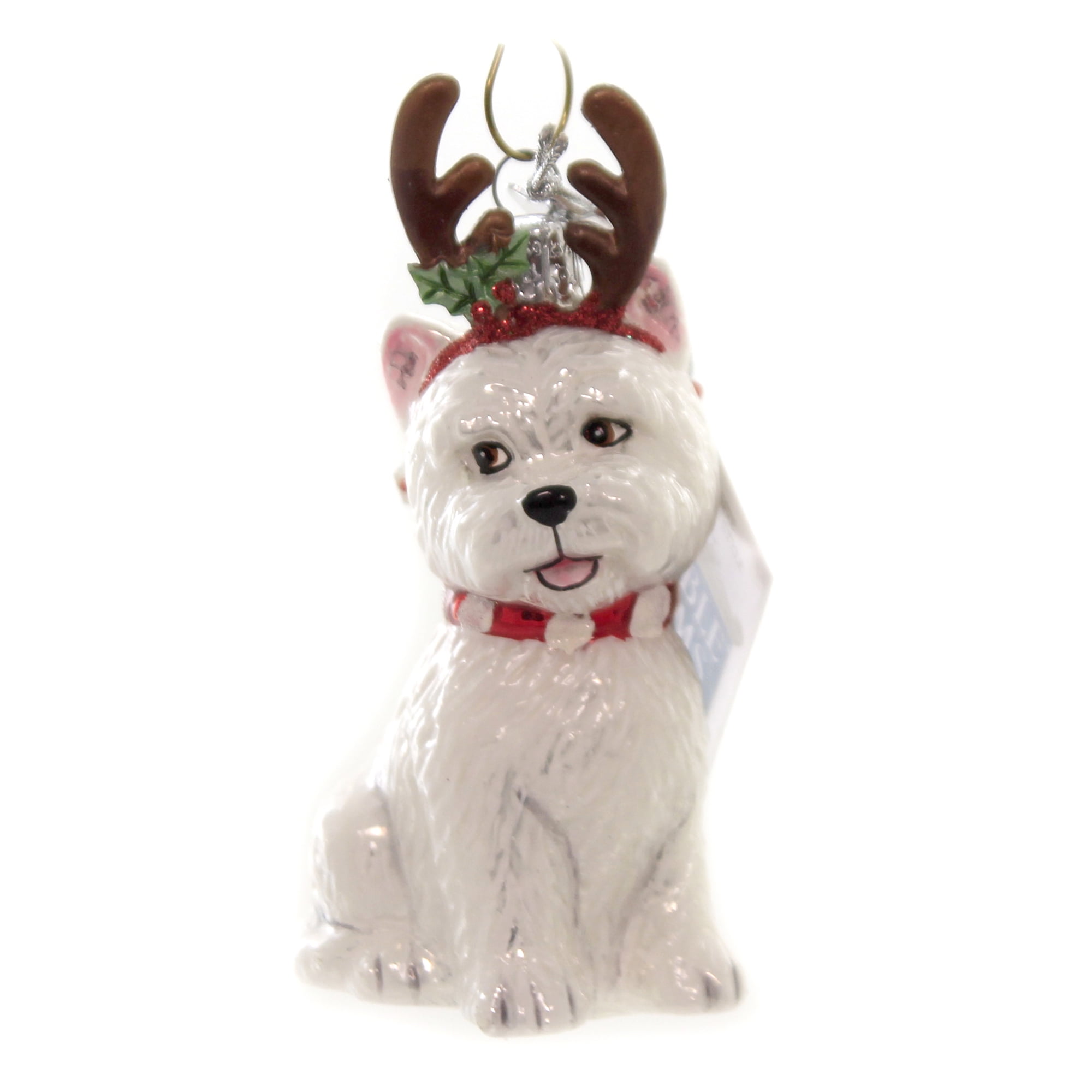 Holiday Ornament Dog With Antlers. Glass Christmas Puppy - Walmart.com ...