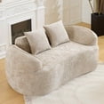 thumbnail image 6 of Timbernest 66" Chenille Curved Sofa, Boneless 2 Seater Cloud Sofa for Small Spaces, Light Khaki, 6 of 12