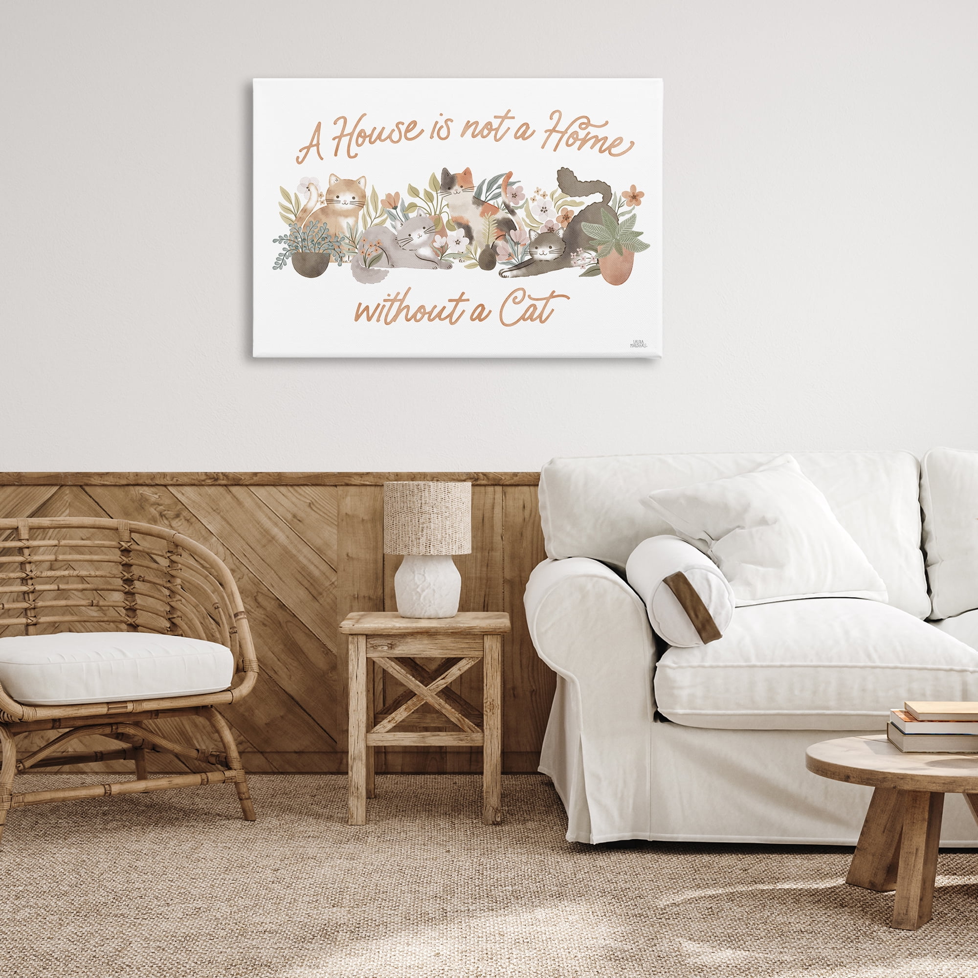 Stupell Industries Cozy Cats & Plants Phrase Animals & Insects Painting Gallery Wrapped Canvas Art Print Wall Art, 36 x 24
