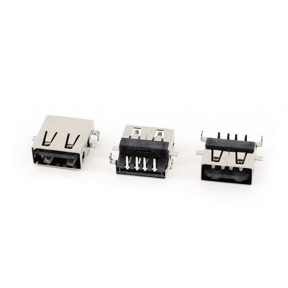 Unique Bargains 3PCS PCB Mount USB A 4-Pin Right Angle Female Jack Socket Port