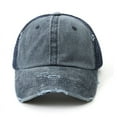 thumbnail image 2 of Toptie Distressed Messy High Bun Ponytail Baseball Cap for Women Vintage Washed Cotton Ponytail Hat-Navy, 2 of 8