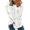thumbnail image 3 of BLVB Womens Crewneck Sweatshirts Trendy Fall Long Sleeve Loose Pullover Dressy Casual Ladies Color Block Blouse White A4, 3 of 6