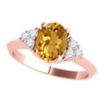 thumbnail image 3 of AoneJewelry 10K Rose Gold Oval Citrine and Diamond Ring 1.55 Carat Gemstone Jewelry for Women, 3 of 5