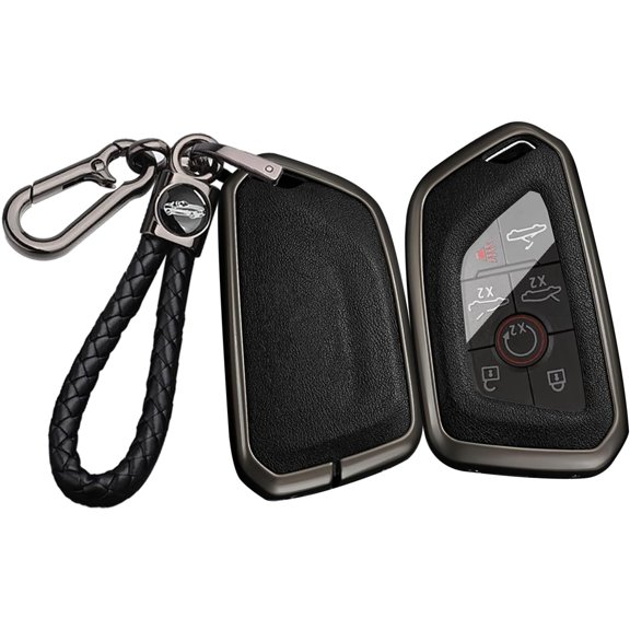 Key Fob Cover Compatible with Chevrolet Corvette C8 2020-2026 6 Button Metal Key Shell Keychain Case Holder Protector,Gunmetal-Black
