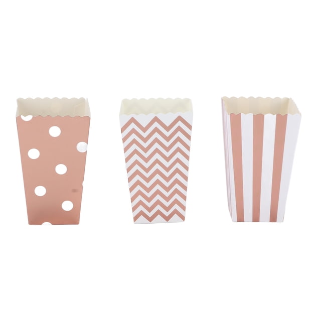 36 cajas de palomitas de maíz de papel de gran capacidad con apertura superior, ligeras y portátiles, color oro rosa