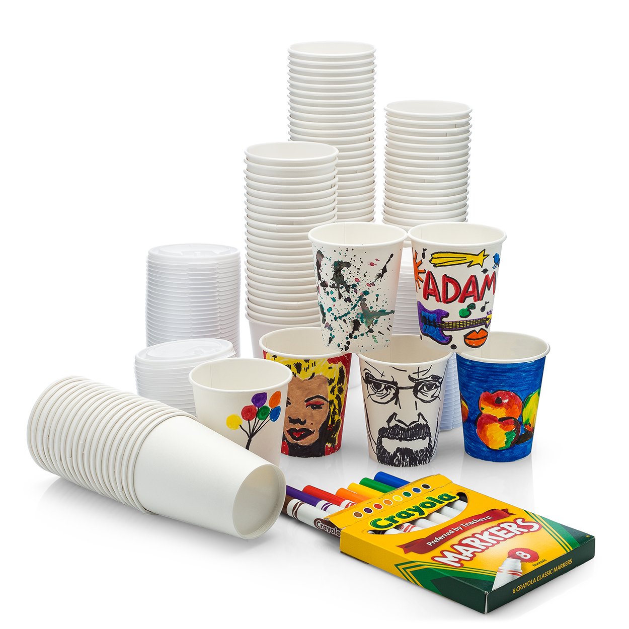 Design-Your-Own Coffee Cup Set (100 Blank Paper Cups with ...