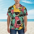 thumbnail image 2 of Gukieu Angry Shark Pattern Print Men's Short-sleeved Shirts, Button-down Lapel Hawaiian Shirts, T-shirts, Beach Vacation Summer Casual Wear,Medium, 2 of 7