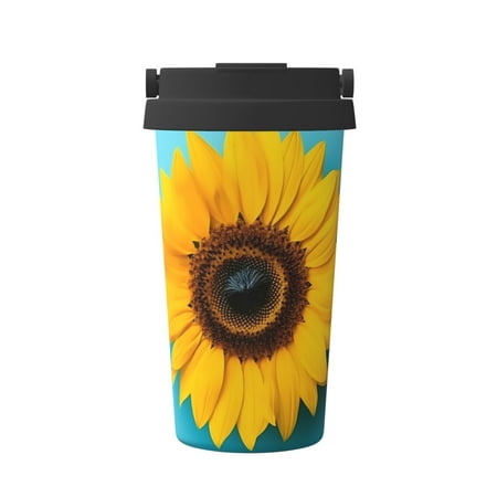 

Goofa Golden Sunflower in Blue for Insulated Travel Coffee Mug Spill Proof Leak Proof 16 OZCoffee Tumbler Reusable Coffee Cups with Lids Thermos for Hot and Cold Drink