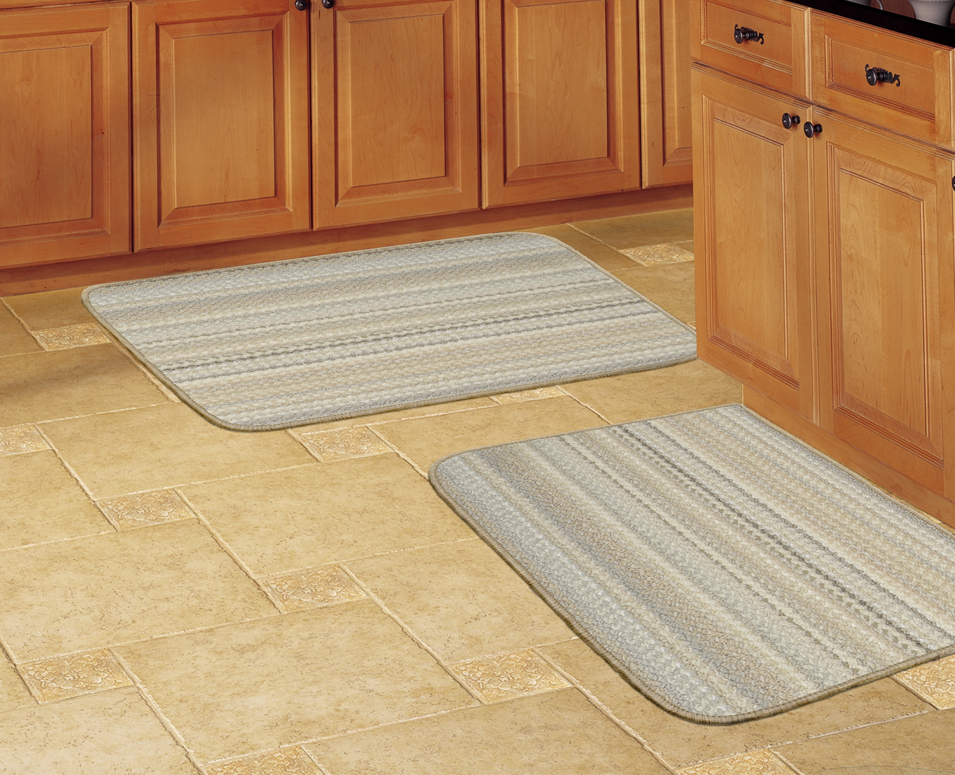 Garland Rug Carnival Stripe Assorted Earth Tones Accent Rug Set, 2 Piece Set (18"x28" Slice, 18"x28")