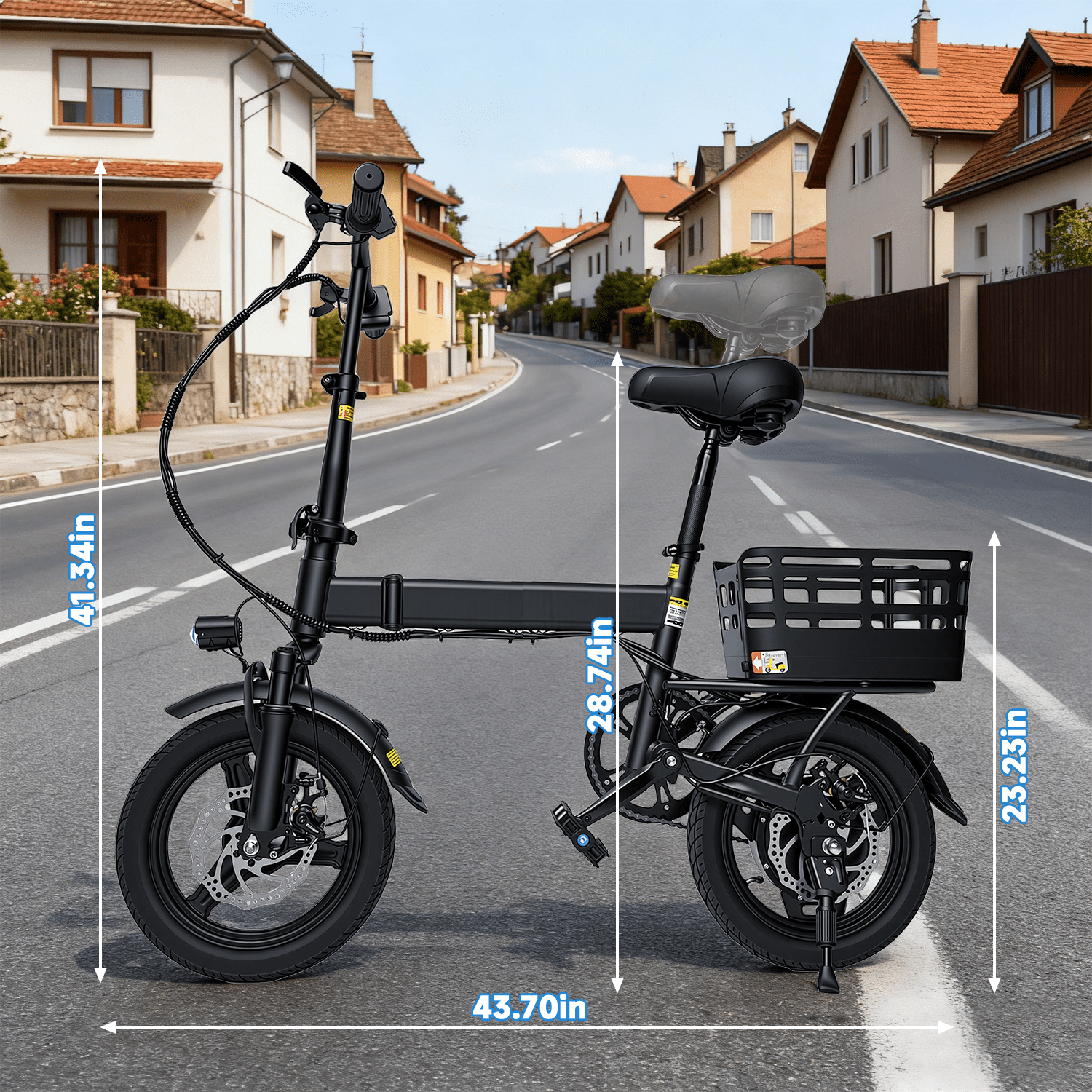 XKJQTA Electric Bike for Adults,500W Motor, 20 MPH,Folding Ebike with Baskets,,Commuter City E-Bike with 576Wh Battery,14" Electric Bicycle with Smart Uphill,20+ Miles,Mini E Bikes for Teens,UL2849