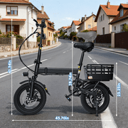 XKJ Electric Bike for Adults, Ebike, Electric Bicycle with 48V 12AH Battery,14 Folding Ebike for Teens, 21MPH,20+ Miles(MAX),500W Motor,Multi-Shock Absorption,Mini E Bikes with Baskets,UL2849