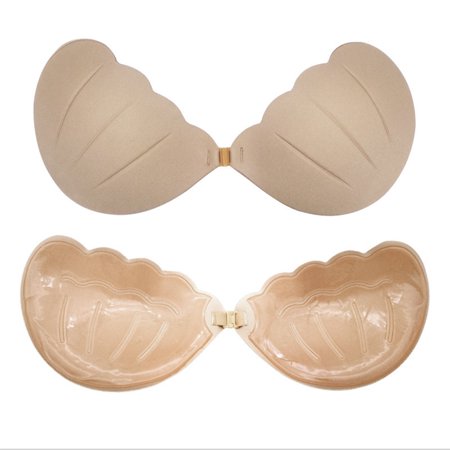 

Women Adhesive Bra Seamless Sticky On Gel Silicone Bras Strapless Backless Push Up Invisible Bra Top Solid Fly Brallete- Skin D Cup