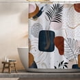 thumbnail image 2 of Abstract Shower Curtain Boho Mid Century Navy Blue Gold Colorful Modern Geometric Leaves Plant Neutral Minimalist Bathroom Shower Curtains Fabric Waterproof with Hooks 72" x 72", 2 of 6