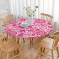 thumbnail image 3 of Pink Paisley and Floral Pattern Round Fitted Tablecloth with Elastic Edge,Dining Table Cover Waterproof,Outdoor Round Tablecloth for Camping,Dining,Indoor and Outdoor, 3 of 7