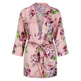 thumbnail image 4 of Dihao Silk Robes for Women Floral Printing Trim Satin Bride Robe 3/4 Sleeve Sexy Kimono Robe Sleepwear Women Solid Color Tie Straps Ice Shreds Taste Fashion Sexy Bathrobe Robe, 4 of 6