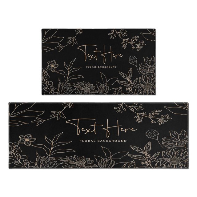 Stylish Farmhouse Decor with Set of 2 Black and White Boho Floral Kitchen Mats: Anti-Fatigue Kitchen Rug Non-Slip Washable