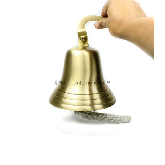 Nautical Premium Polished Brass and Nickel Coated Door Functional Bells | Exclusive Pirate's Decor Gifts Collectibles | Nagina International (3 Inches, Brass)