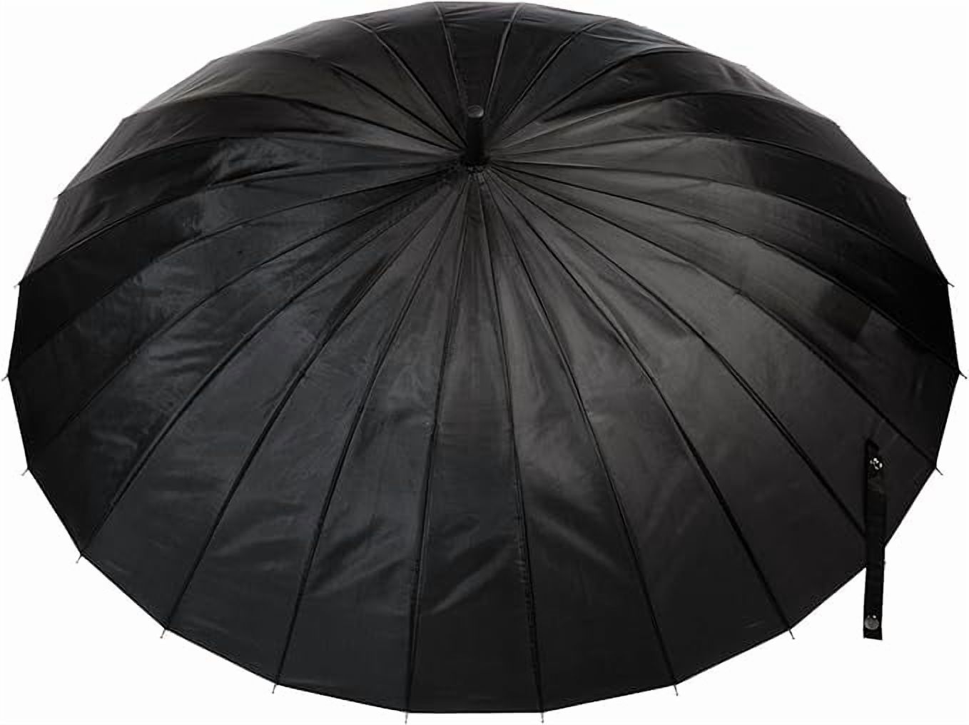 totes Large Eco Auto-Open 24 Rib Stick Umbrella with a Classic J Hook Curved Handle, Black, 46"