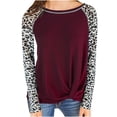 thumbnail image 1 of Camiseta de leopardo de manga larga con cuello redondo informal para mujer Chaqueta con dobladillo torcido Fridja  ghj987+726, 1 of 3