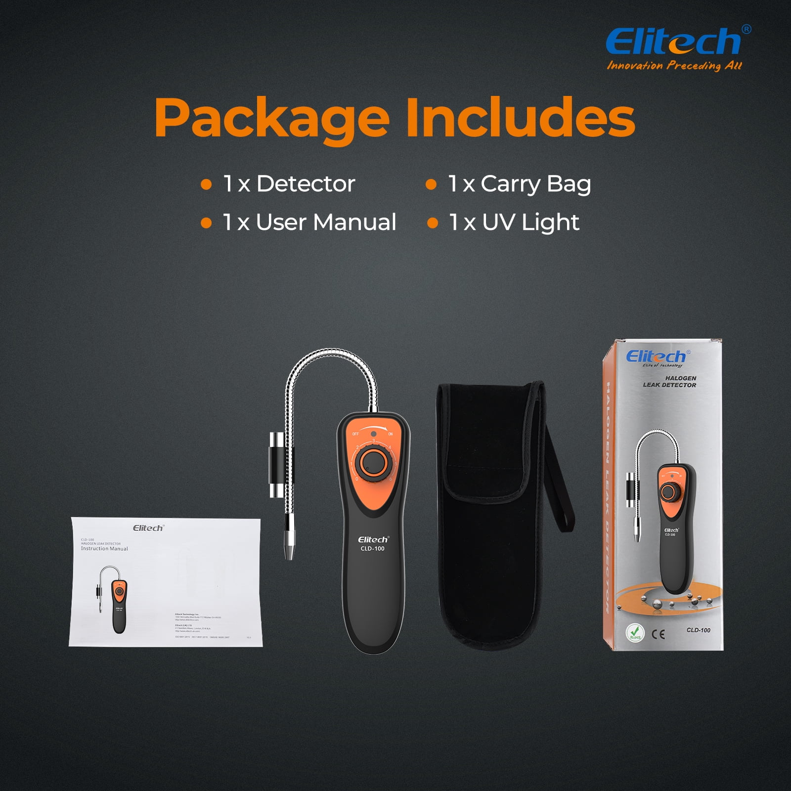 Elitech Refrigerant Leak Detector CLD-100 Freon Leak Detector Car HVAC Halogen Refrigerant Leak Detector CFCs HCFCs HFCs
