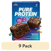 (9 pack) Pure Protein Bars, Galactic Brownie, 20g Protein, Gluten Free, 1.76 oz, 4 Ct