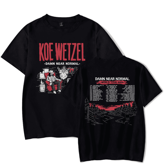 Koe Wetzel Merch Damn Near Normal World Tour 2024 T-shirt t shirt Men Women Short Sleeve Tee Crewneck Streetwear Top