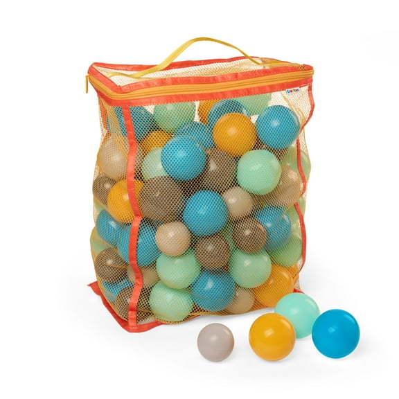 Battat Bag of Balls Build City 100 Plastic Multicolor Play Balls for Ball Pit & Reusable Storage Bag for 12 Months  