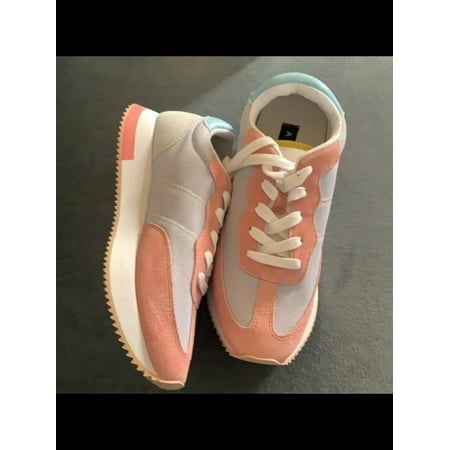 

AQUA Womens Pink 1 Platform Cushioned Treaded Train Round Toe Wedge Lace-Up Athletic Training Shoes 6 M