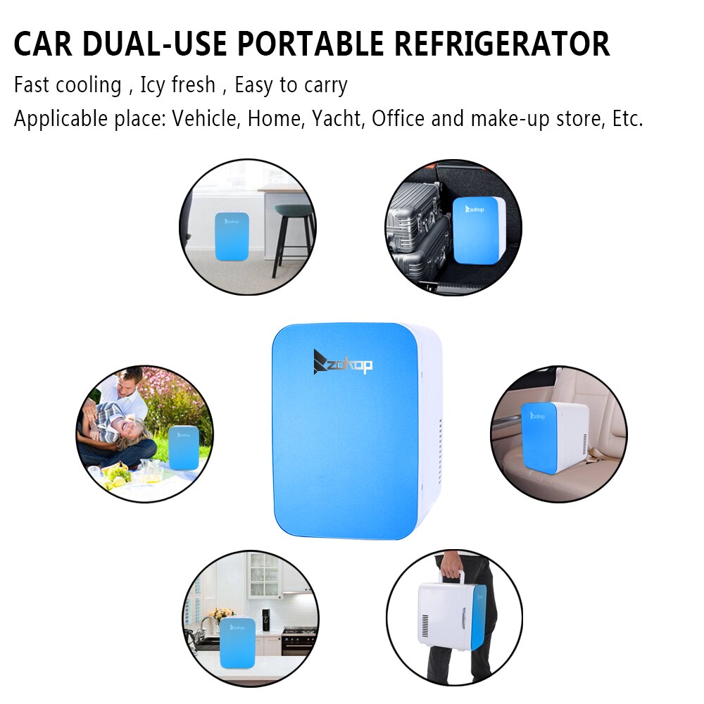 ZOKOP Electric Mini Portable Fridge Refrigerator Cooler & Warmer (6L/8Can) Portable Thermoelectric System for Home, Office, Car, Picnic, Camping, Outdoor Blue - image 3 of 11
