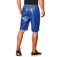thumbnail image 3 of INSPIRE CHIC Halloween Men's Knee Length Elastic Waist Faux Leather Casual PU Shorts 34 Blue, 3 of 5