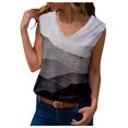 thumbnail image 1 of Gibobby Camiseta Top suelta con cuello en V para mujer, chaleco estampado a la moda, blusa sin mangas para mujer(Gris,CH), 1 of 5