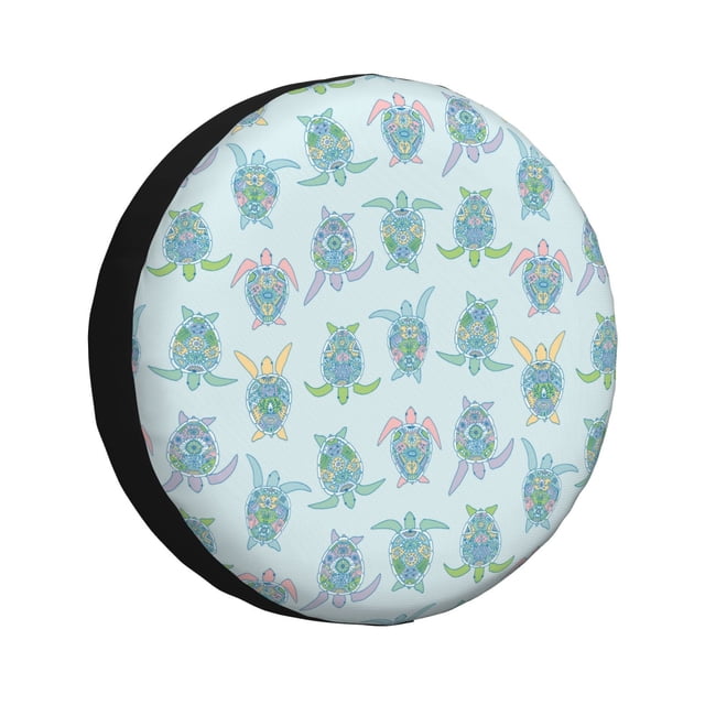 Fotbe Sea Turtle Funda de Llanta de Repuesto con Estampado, Engrosada, Ajuste Universal para Jeep, Remolque, RV, SUV, Camión-15 inch
