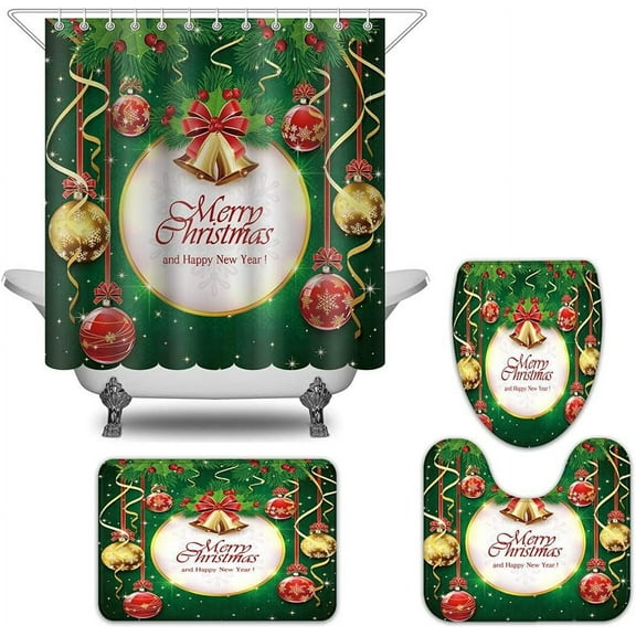 4 Pcs Fall Thanksgiving Shower Curtains Sets with Non-Slip Rug Toilet Lid Cover and Bath Mat Shower Curtain with 12 Hooks Waterproof Autumn Farmhouse Pumpkin Truck Maple Leaf Bathroom Decor