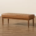 thumbnail image 5 of Baxton Studio Daymond Mid-Century Modern Tan Faux Leather Upholstered and Walnut Brown Finished Wood Dining Bench, 5 of 6