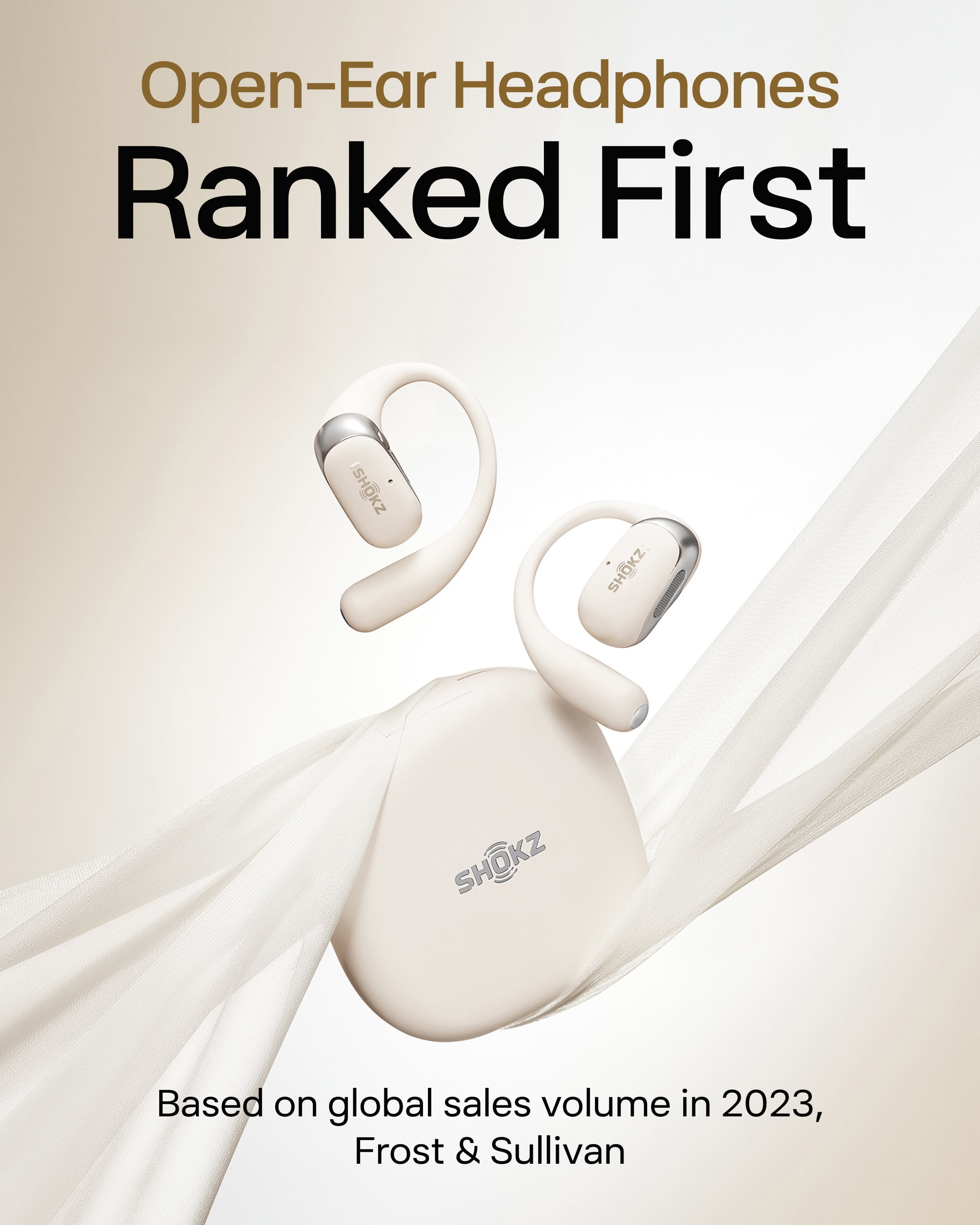Shokz OpenFit 2 Open-Ear Headphones, Premium DualBoost™ Audio, Comfortable Earbuds with Soft Earhooks, 48H Playtime, IP55 Water-Resistant, USB-C Fast Charging, Beige